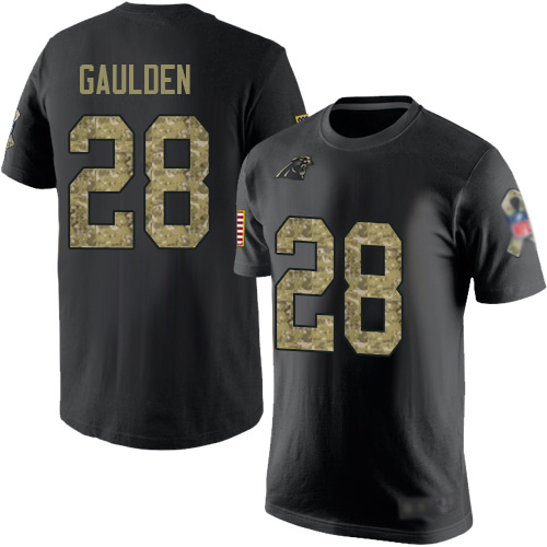 Carolina Panthers Men Black Camo Rashaan Gaulden Salute to Service NFL Football #28 T Shirt